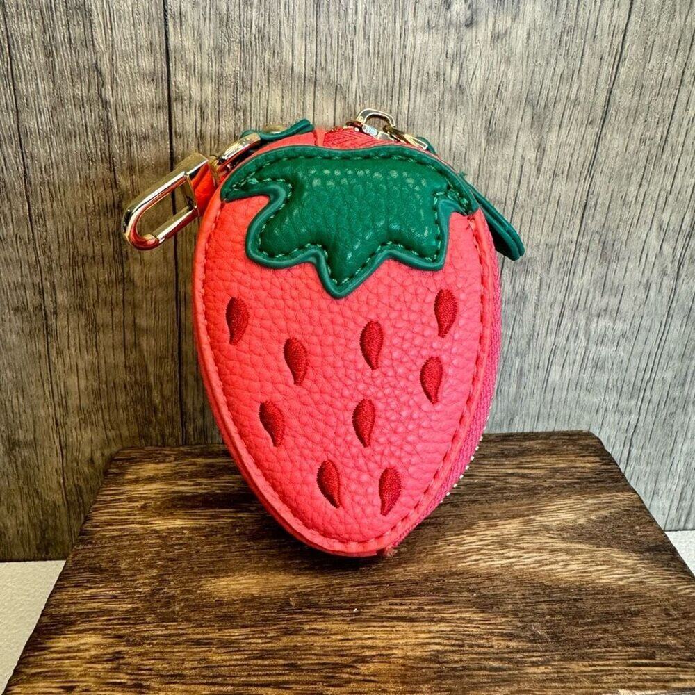 Strawberry Pouch Purse Charm Fruit Strawberry Bag Charm Keychain NeW FAST SHIP